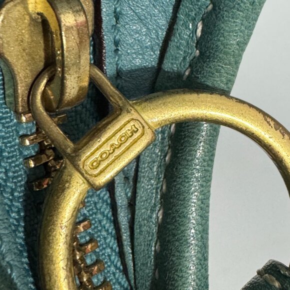 Vintage Coach # 10739 Small Ergo Hobo Teal Leather Handbag Blue Green - Picture 11 of 14